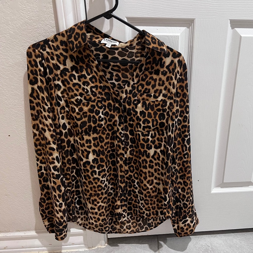 Express Leopard print button down petite!